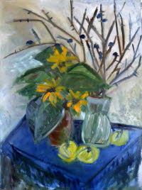 2018 Sonnenblumen und Quitten 50x70 �l